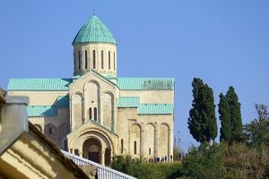The Bagrati Cathedral or the Cathedral of the Dormition on Ukimerioni Hilltop as Seen from the City of Kutaisi, Imereti Region, Georgia