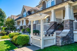 Porch and entrance of residential houses in British Columbia, Canada.